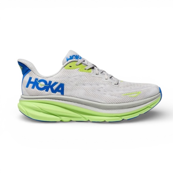 Hoka Other - Hoka Clifton 9 Running Shoes Gray Blue Lime Men’s Size 12D